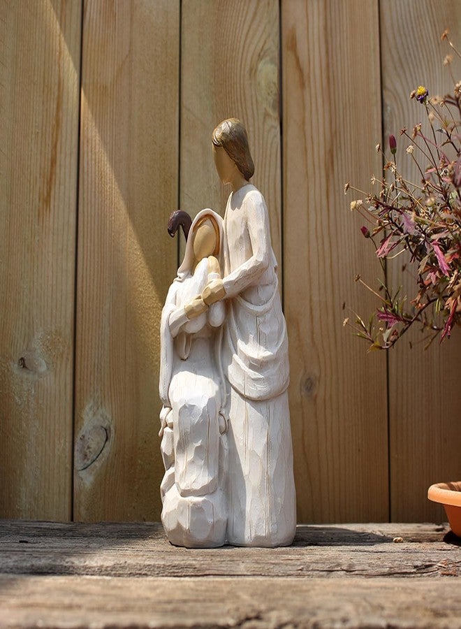 HEBYJO Religious Holy Family Figurine, Resin Sculpture of Mary, Joseph & Baby Jesus, Nativity Set Indoor, Christian Decor for Home, Church, Christmas(8.26 inch Height) - Image 3
